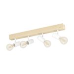 Eglo Deckenleuchte Townshend 3 Holz Stahl Weiß | IP20 - Geeignet für 4x E27 