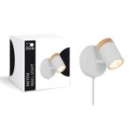 D'Lite Applique Murale Beitem Métal Dépolie Blanc FSC Bois | Convient Pour 1x GU10